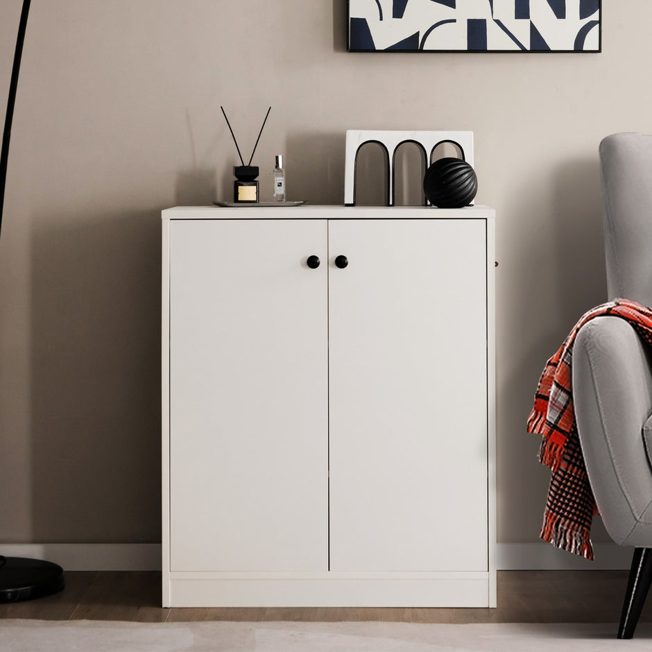 Sideboard – modernt förvaringsskåp med luckor hyllor vita – 2 3 – Vit