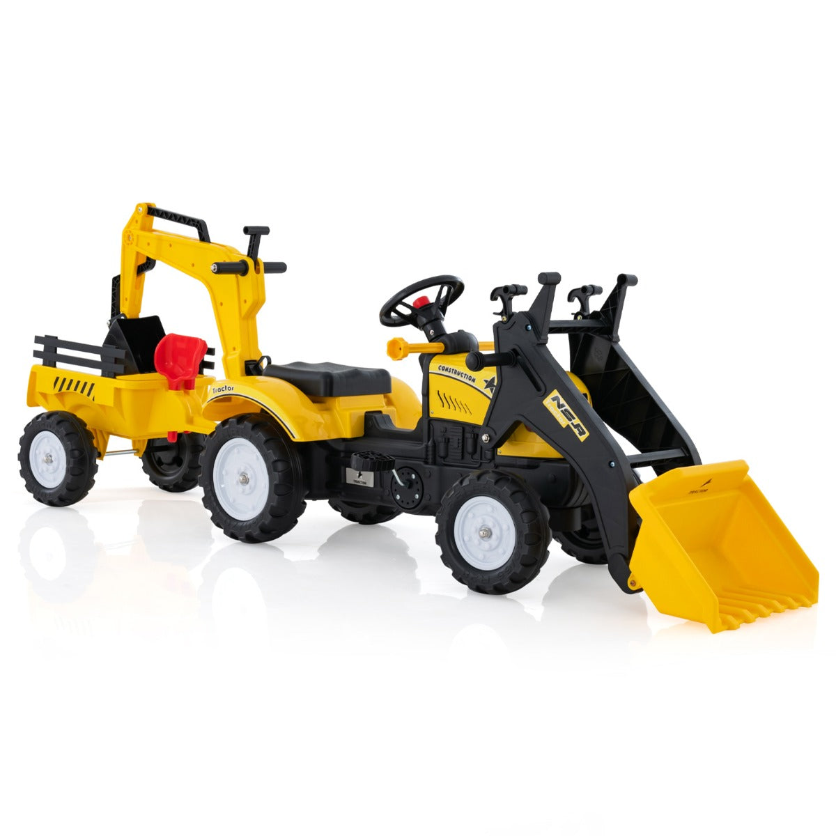 i – åkgrävmaskin för barn bulldozer med hjul – 3 1 6 178 x 42 x 60 cm – Gul