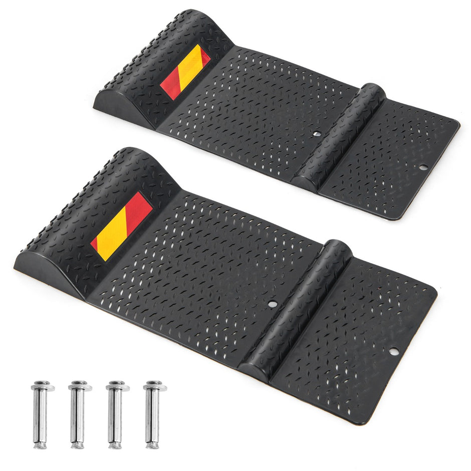 pack – parkeringsmattor med fartgupp Robust parkeringshjälp varningsränder Premium hjulstoppare – 2 – Svart