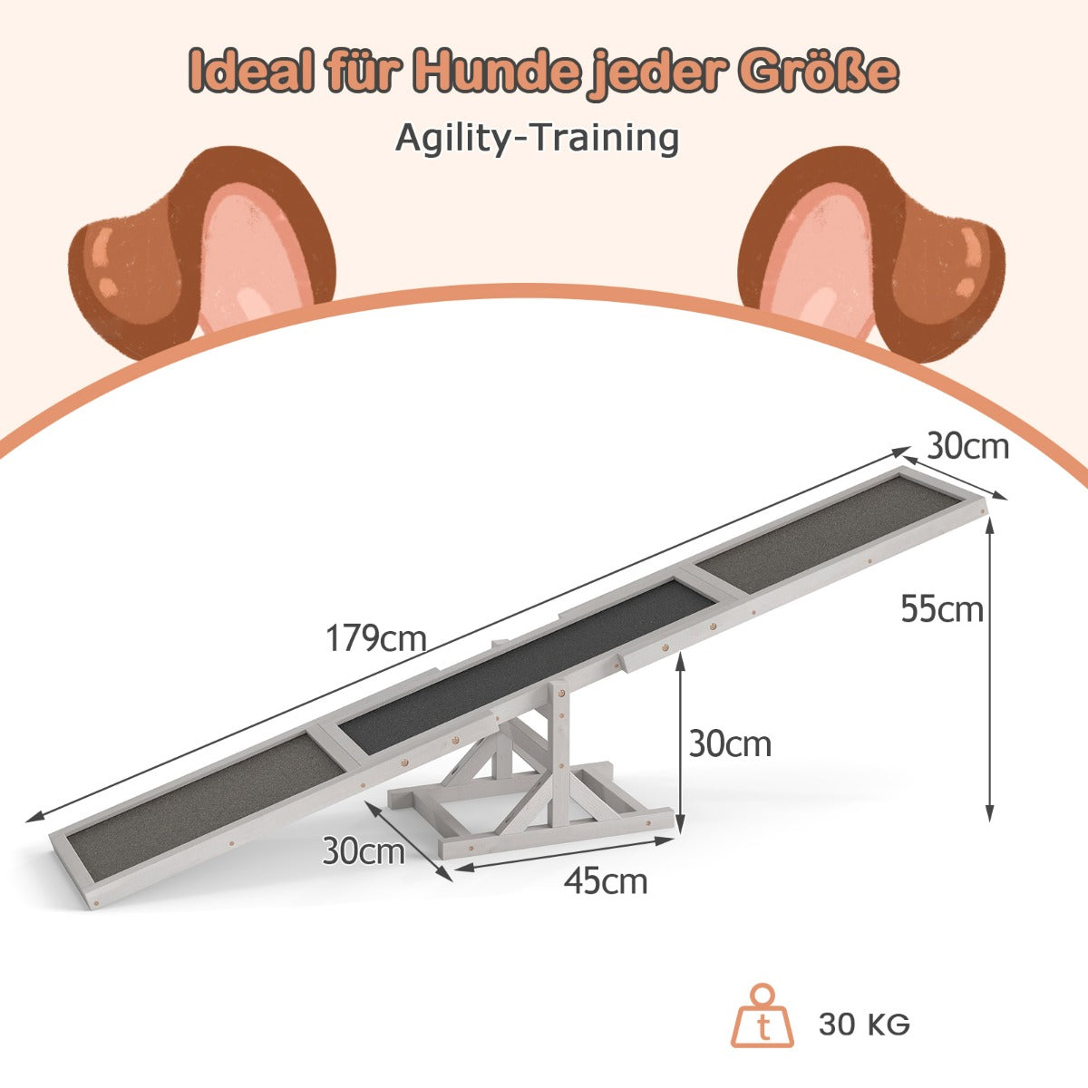 Trä – Hund Agility Vippbräda och leksaksset Utomhus lökleksak Klätterplattform – Vit