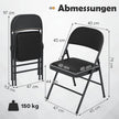 pack – hopfällbara stolar med metallram, konstläder, stoppade – 2 – Svart