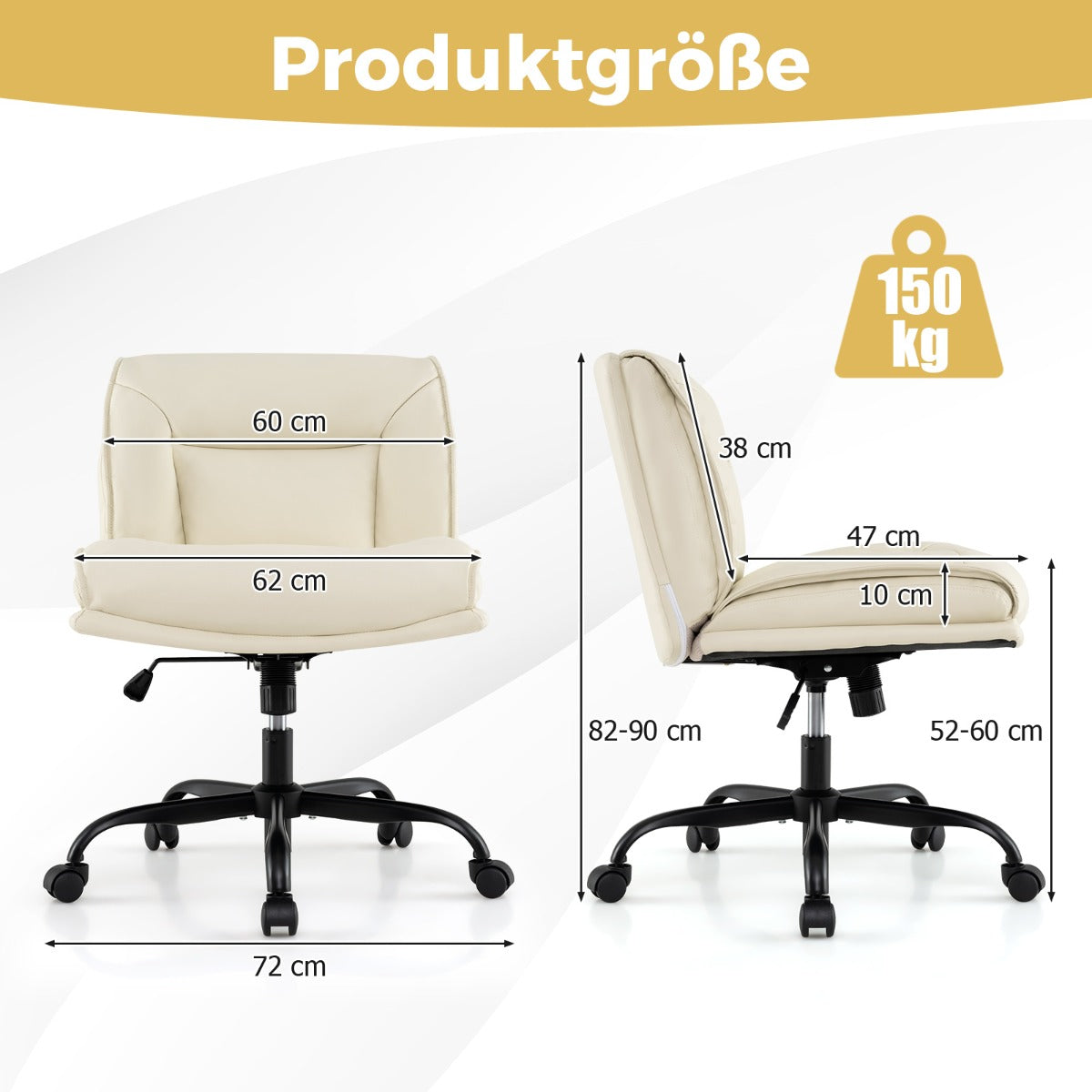 Schneidersitz – Stol med hjul och bred sits ytor – Beige