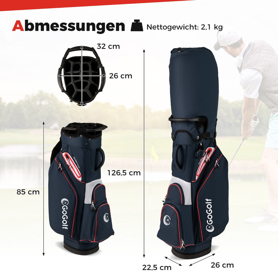 Golfbag – Lätt golfvagnsbag med delad indelning Vattenavvisande golftaske – 14 – Marinblå