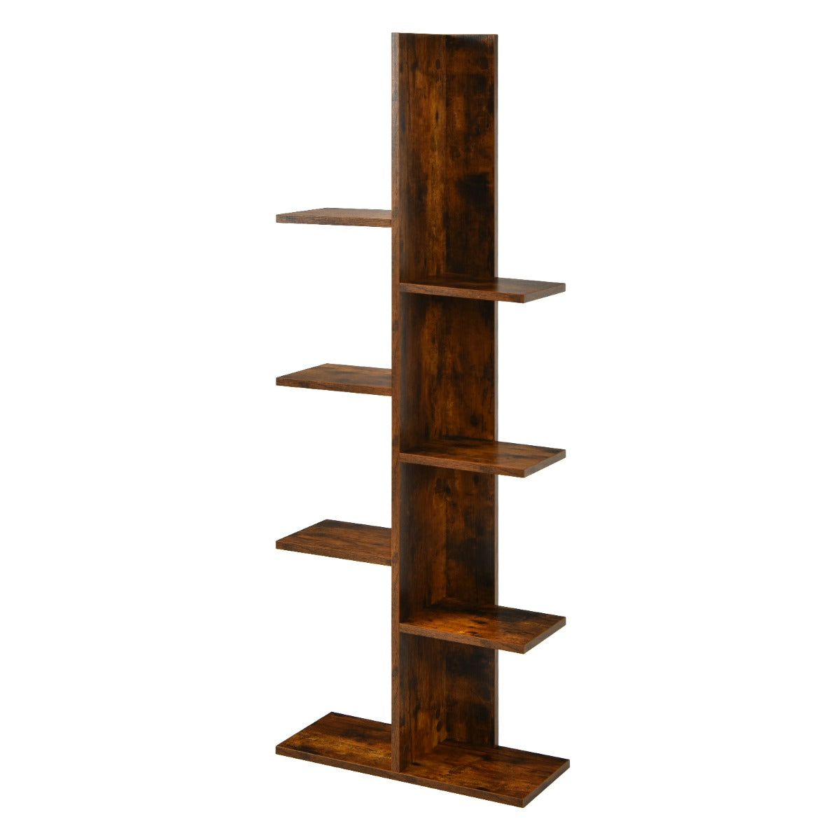 Trädformad – bokhylla med hyllor, fristående kontorshylla, – 8 50 x 20 x 141 cm – Brun