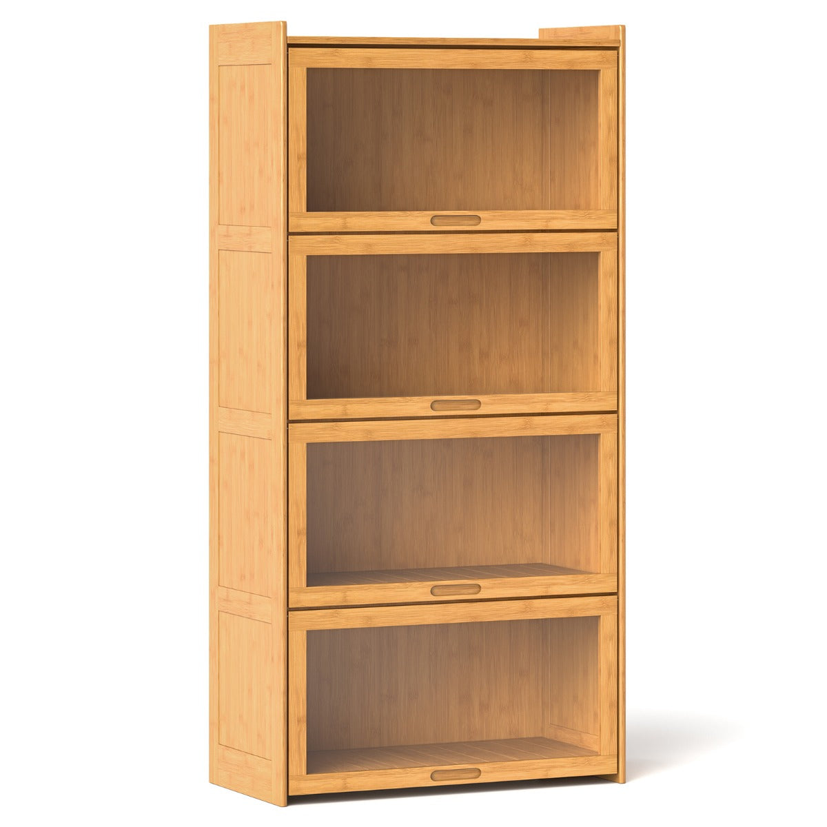vånings – bokhylla med akryldörrar vitrinskåp av bambu – 4 69 x 34 x 140 cm – Natur