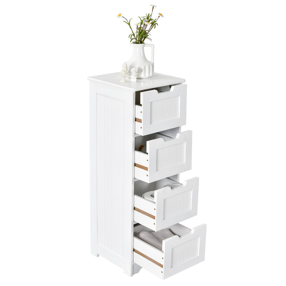 Badrumsskåp – med lådor Förvaringsskåp Badrumsbyrå – 4 30 x 30 x 83 cm – Vit
