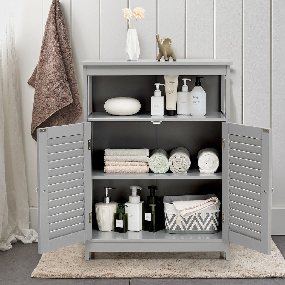 Badrumsskåp – Trä Förvaringsskåp – 60 x 30 x 80 cm – Grå