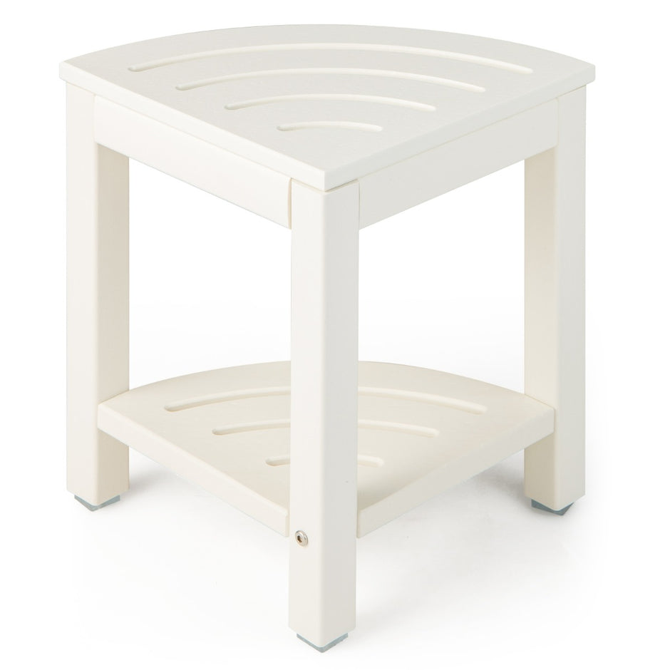 Duschbänk – med hylla Sits Hörnduschpall – 32,5 x 32,5 x 43,5 cm – Vit