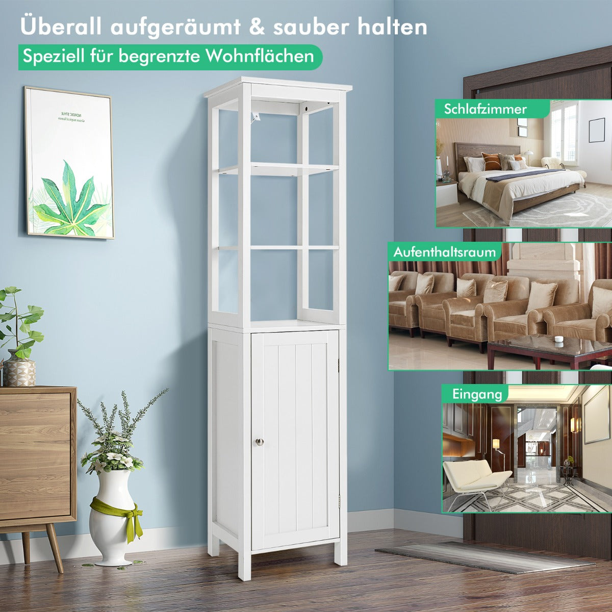 vånings – smalt högskåp med läges hylla – 5 3 40 x 32 x 161,5 cm – Vit