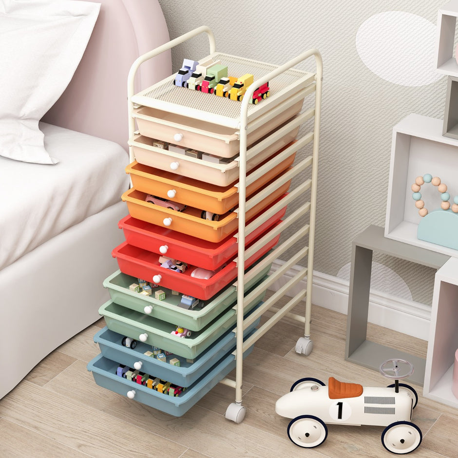 Vagn – med stapelbara lådor Rullbehållare Macaron – 10 – Blommor