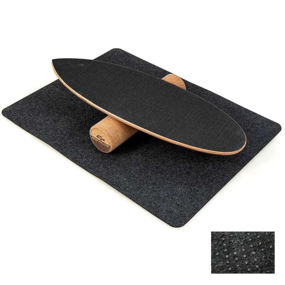 Balansbräda – gjord av trä Wobble Board med rull och filt i Balance Kit – 3 1 – Svart