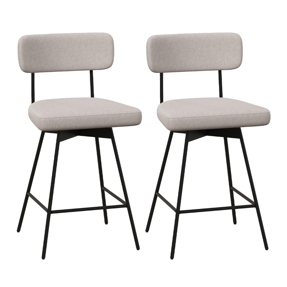 Set – med barstolar, vridbar stoppad ryggstöd och fotstöd – 2 – Beige