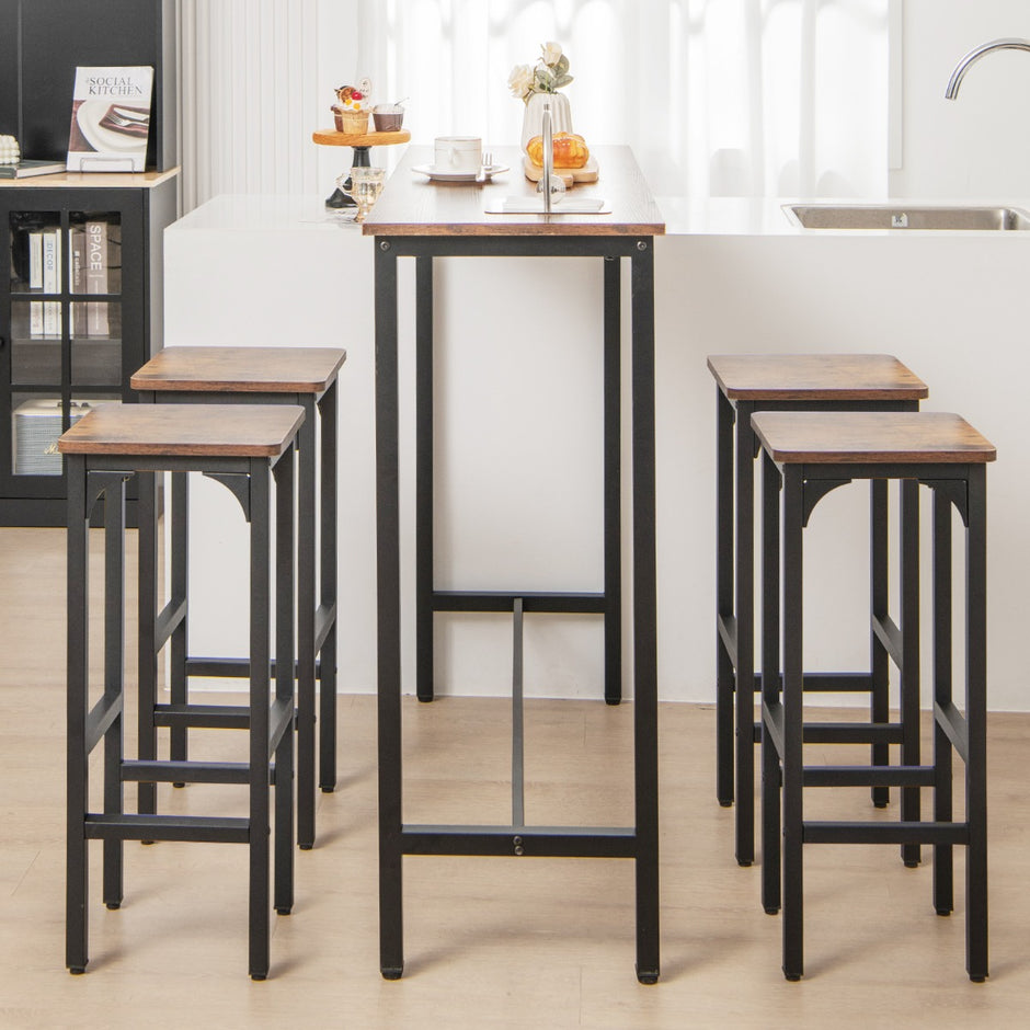 Set – med barstolar fotstöd upp till motpall rustikbrun – 2 150 kg – Rustik brun