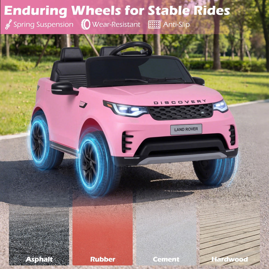 12V – Land Rover Barn Elbil Fjäderdrift LED Musik Trådlöst från år – 3 – Rosa