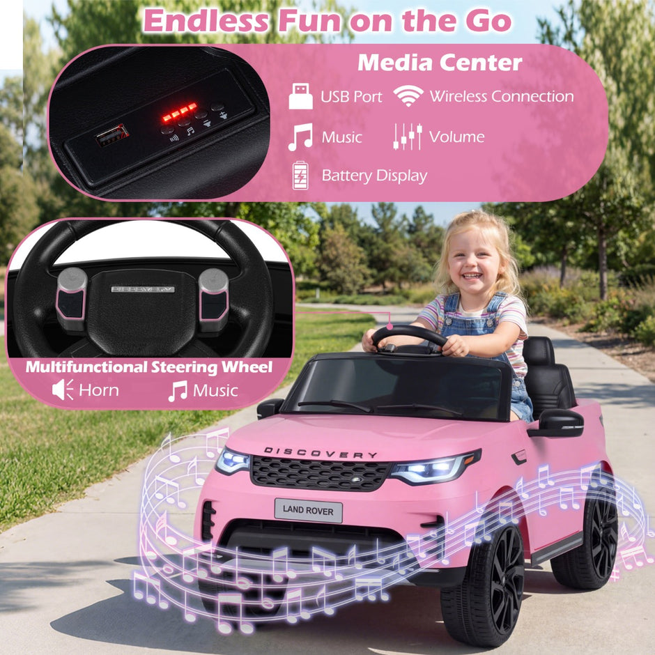 12V – Land Rover Barn Elbil Fjäderdrift LED Musik Trådlöst från år – 3 – Rosa