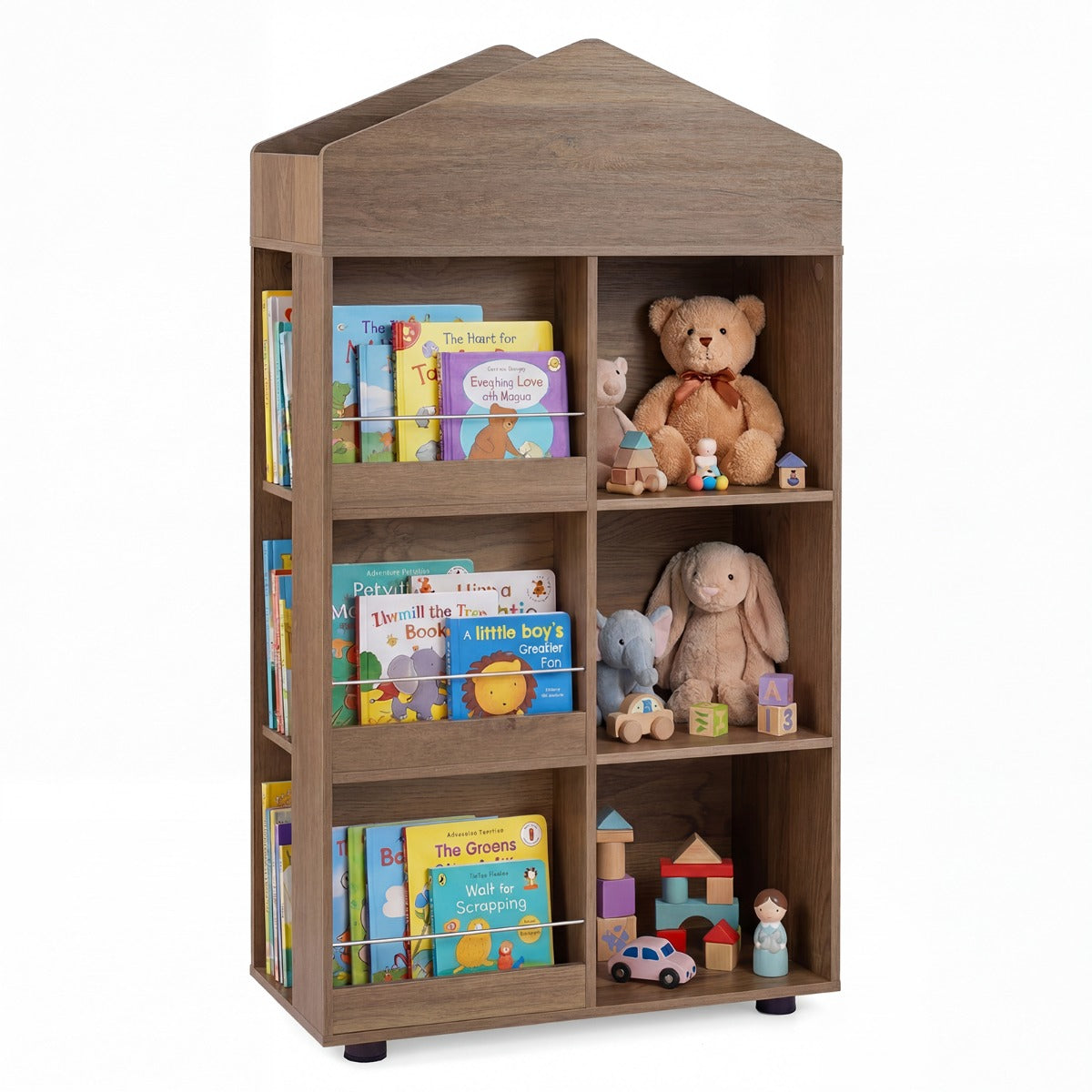 Montessori – barnhylla bokhylla trä och leksaksförvaring – 116 cm – Natur