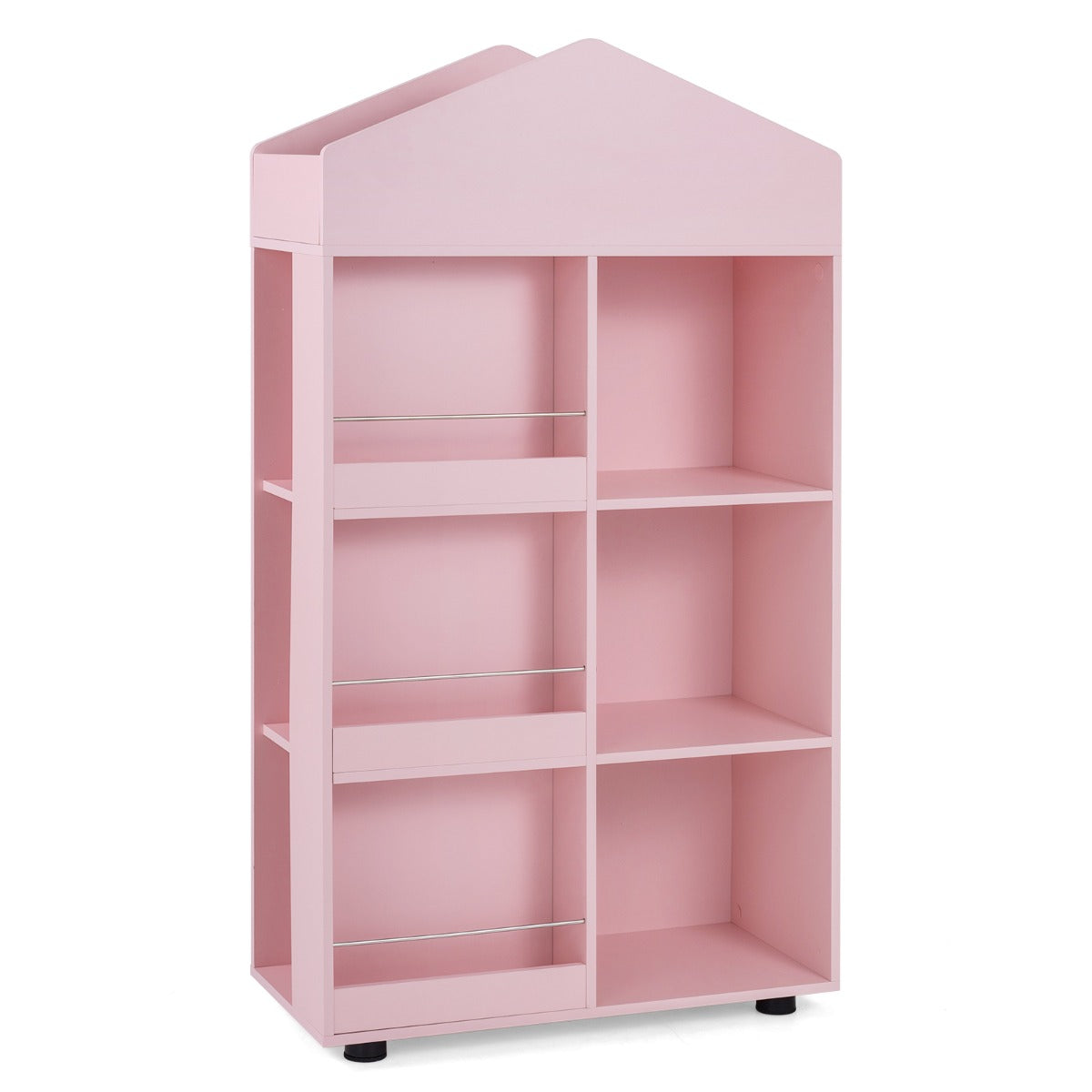 Montessori – barnhylla bokhylla trä och leksaksförvaring – 116 cm – Rosa