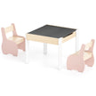 i – delars barnstolgrupp i trä med avtagbar tavla och förvaring – 4 1 3 – Rosa