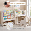 i – Barnbord Och Stolar Set Med Bokhyllor Whiteboard Förvaringslådor Målarbord – 4 1 2 – Beige