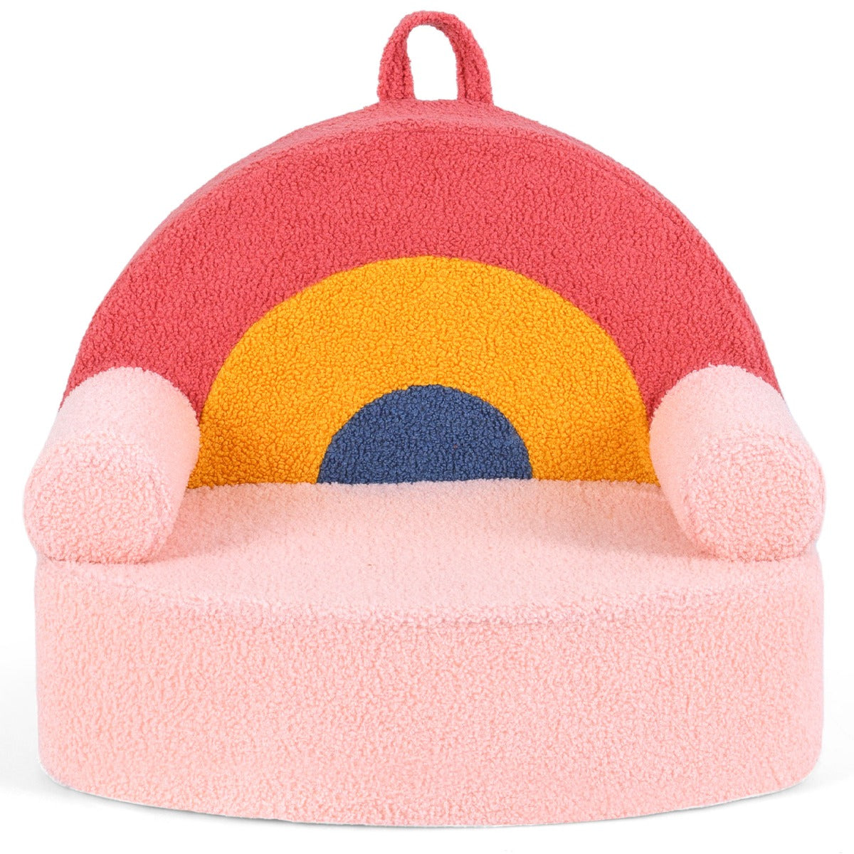Barnsoffa – ergonomisk barnstol med tät skumgummi och teddypäls – Rosa