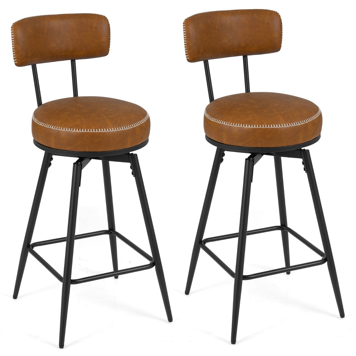 Roterbara – barstolar set med st moderna barhöga vadderad ryggstöd – 2 – Brun