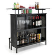 Köksbarbord – med vinställ och glashållare justerbara fötter – 2 6 120 x 50 x 106,5 cm – Svart