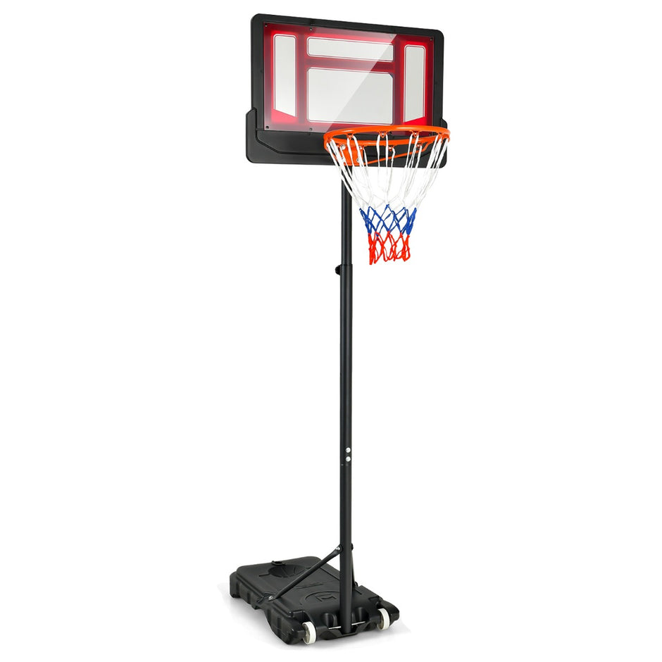 Basketkorg – för barn Väderbeständigt korgställ med justerbar höjd från – 90-210 cm – Röd