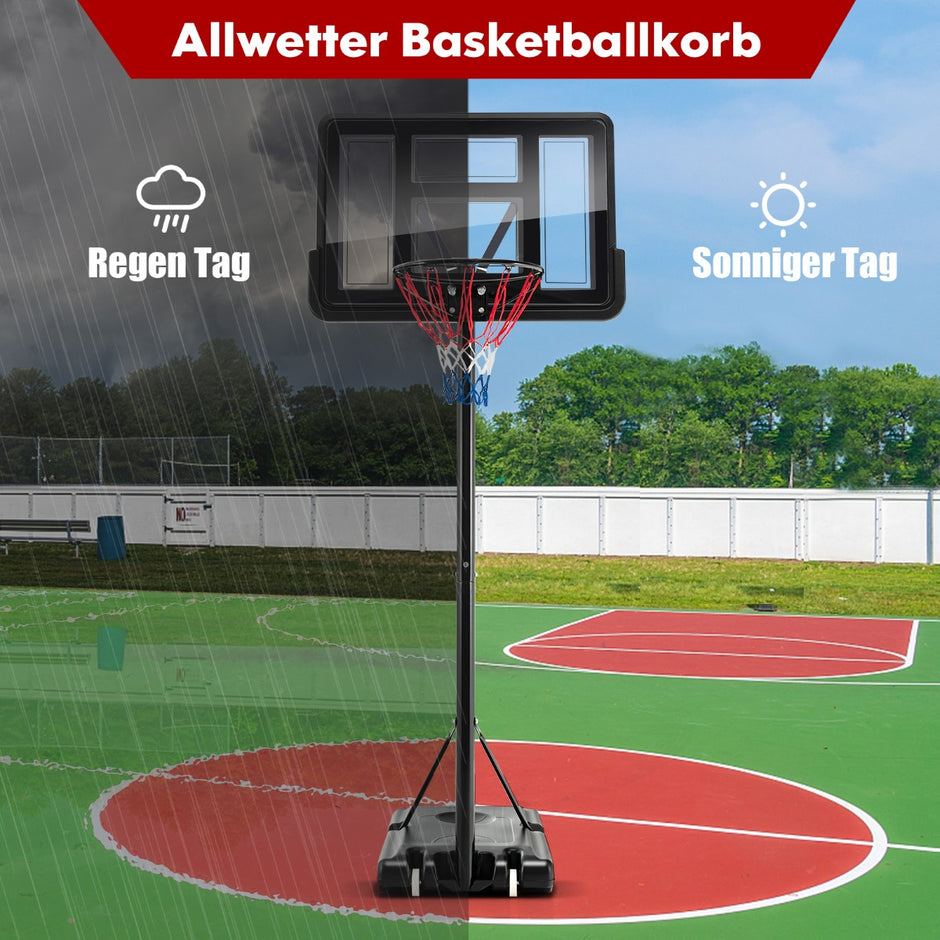 Höjdjusterbar – basketbåge med stativ och hjul basketställ – 305 cm 2 130 cm – Svart