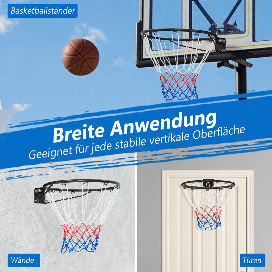Basketbåge – med ring och nät för dörr inomhus mini – Ø 45 cm – Svart