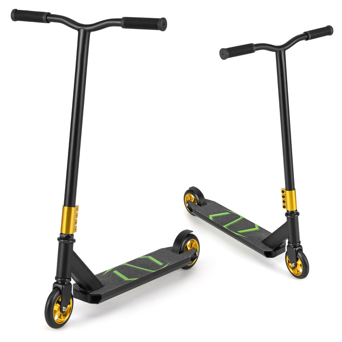 Stunt – Scooter med styrning och PU hjul aluminiumplatta – 360 – Svart