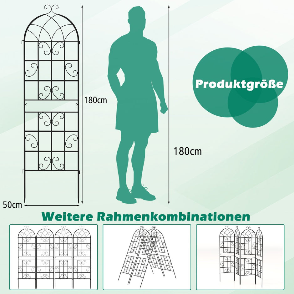 pack – metall spaljé fristående trädgårdsgärde för stickning – 2 180 x 50 cm – Svart