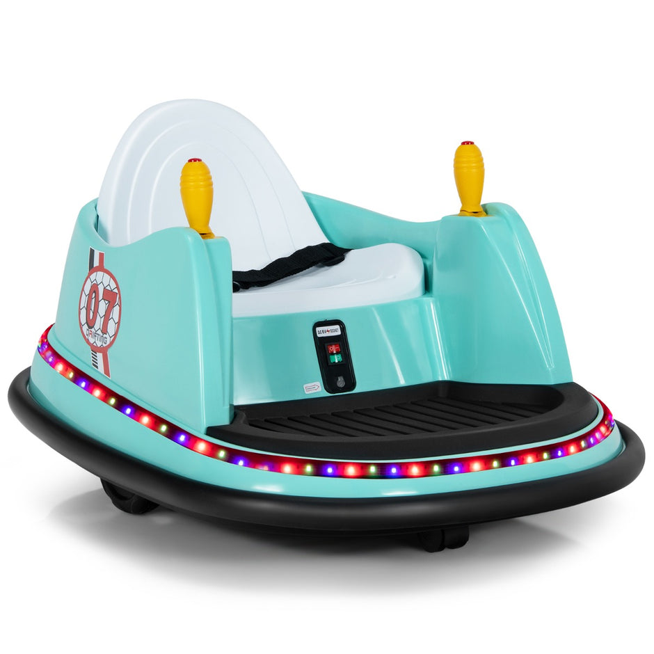 6V – åkbar bil med färgglada lampor, fjärrkontroll och graders rotation Bumper Car – 360 – Grön