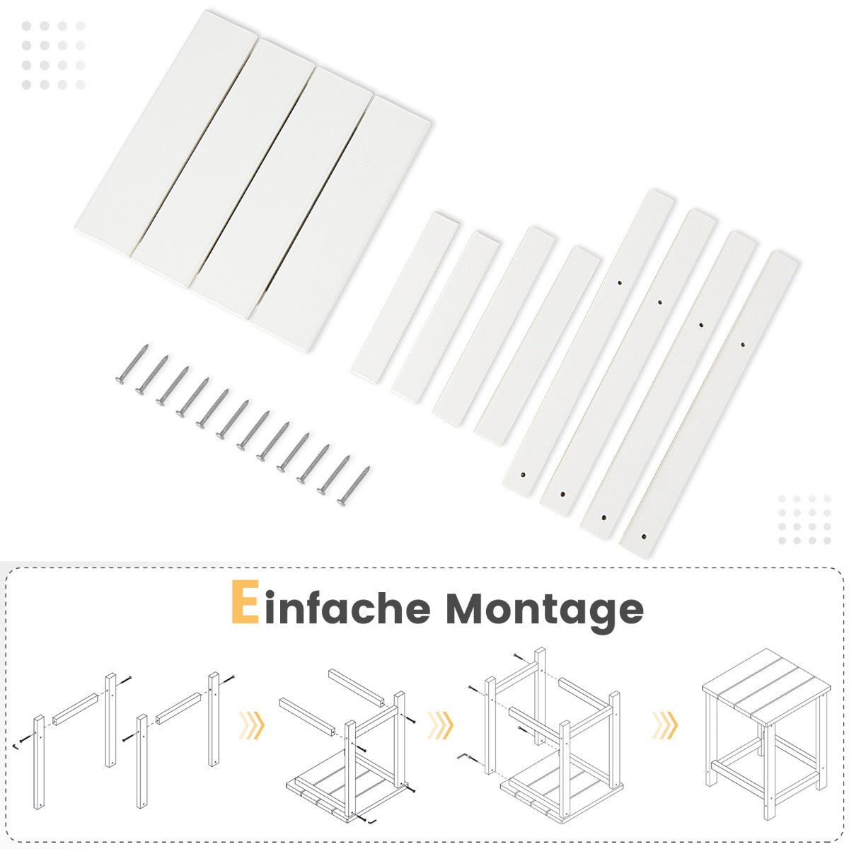 Sidobord – väderbeständigt HDPE Adirondack – 36 x 36 x 47 cm – Vit