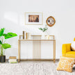 Konsolbord – med marmorlook och guldfärgad metallstomme Modernt hallbord – 120 cm – Vit
