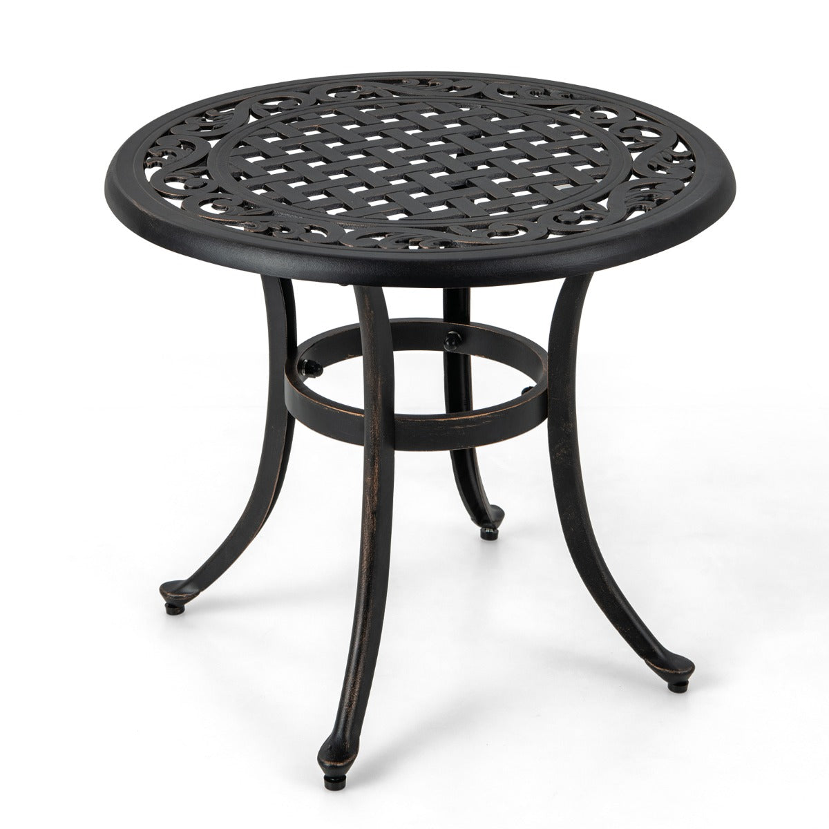 Altanbord – av gjuten aluminium med justerbara fotkuddar Runt soffbord – Ø 60 cm – Brun