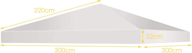 Paviljongersättningstak – Solskyddsöverdrag med kardborrefästen – 300 x 300 cm – Beige