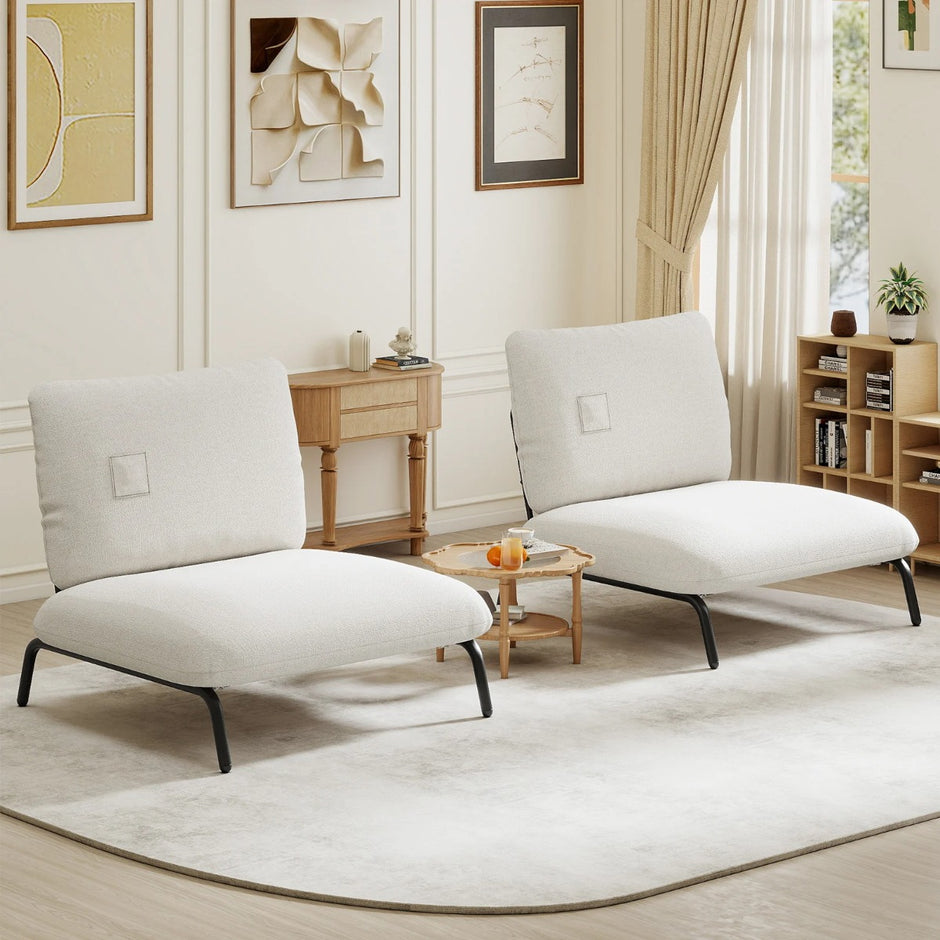 Extra – stor accentstol med bred och djup sits Klädd Belastbar upp till – 250 kg – Beige