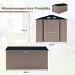 Utrustningshus – Metall redskapsbod med lutande tak, låsbara dörrar och nycklar – 350 x 223 x 197 cm – Grå