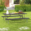 Fällbart – picknickbord med bänkar Campingbordsset metallram – 2 183 cm – Svart