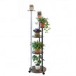 stegs – plantställ med LED belysning och hjul, blomsterställ planthylla Rustik – 6 / – Brun + svart