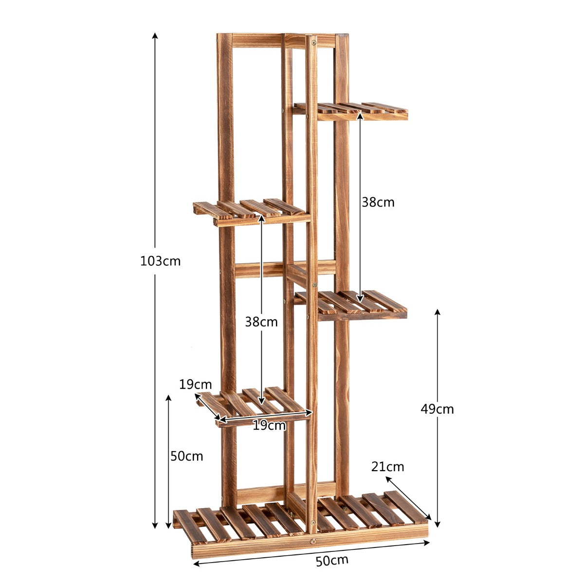 Blomsterhylla – vånings träväxtställ – 5 50 x 21 x 103 cm – Brun