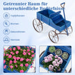 Blomstativ – Trävagn Växtvagn Blomstervagn med metallhjul – 62 x 34 x 60 cm – Blå