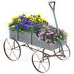 Blomsterställ – Trävagn Växtvagn Blomstervagn med metallhjul – 62 x 34 x 60 cm – Grå