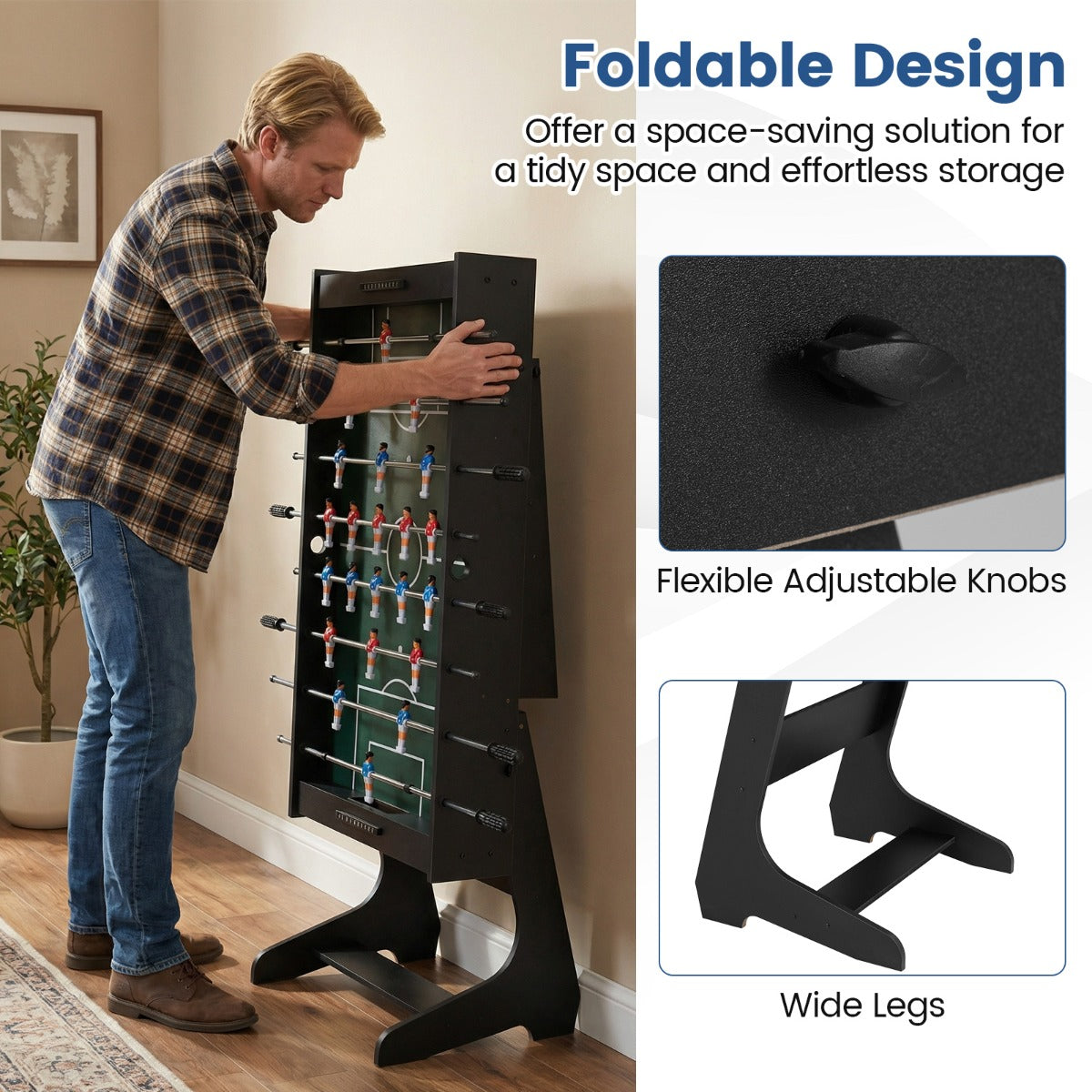Hopbar – fotbollsspelbord med spelare och bollar poängräknare, – 22 2 2 120 cm