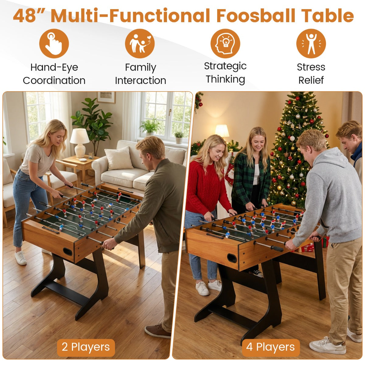 Hopbar – fotbollsspelbord med spelare och bollar poängräknare, – 22 2 2 120 cm – Natur