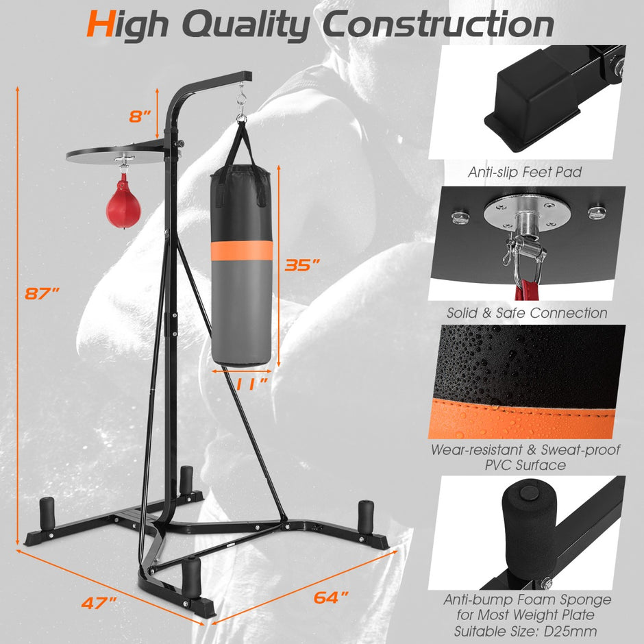 i – fristående boxningssacksställ med boxningssäck och höjdtjusterbar speedball boxningssackshållare – 2 1 – Svart