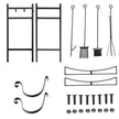 Robust – vedställ i metall och verktygsset vedhållare med spade – 76 x 33 x 76 cm – Svart