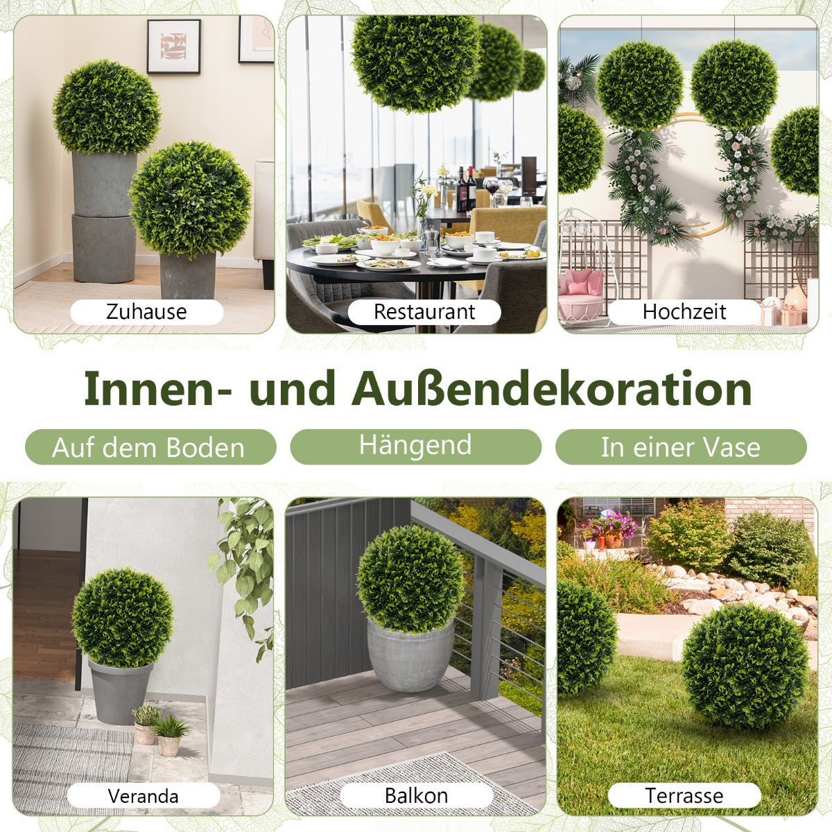 buxbomboll – buxbomkula cederträ UV beständig topiary konstgjord växt – 2 52 cm – Grön