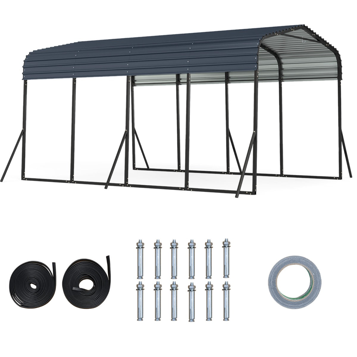 Carport – Tältgarage Vattentätt Bilskydd Lagringstält Partytält – 440 x 300 cm – Svart