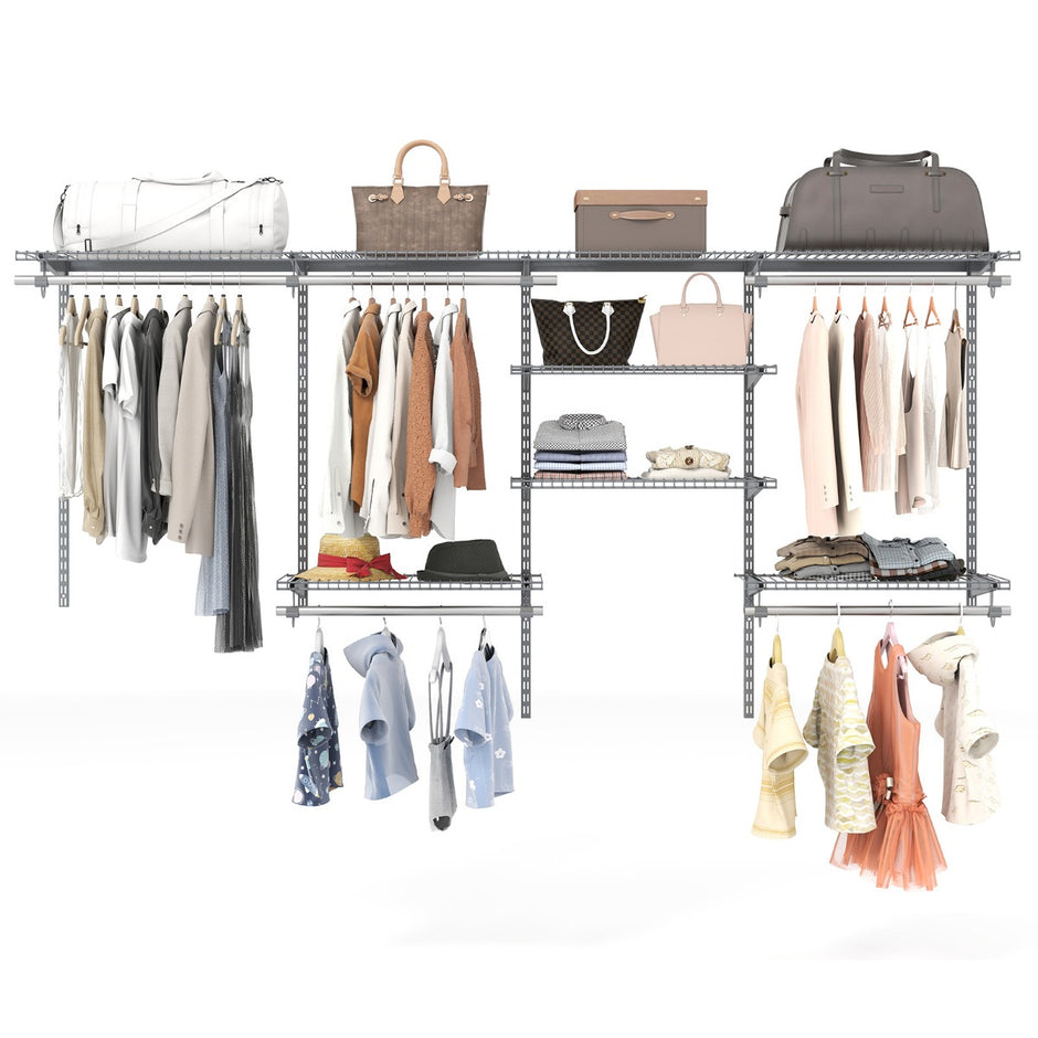 Öppen – garderob Utbyggbar DIY förvaringssystem – 122-244 cm – Grå